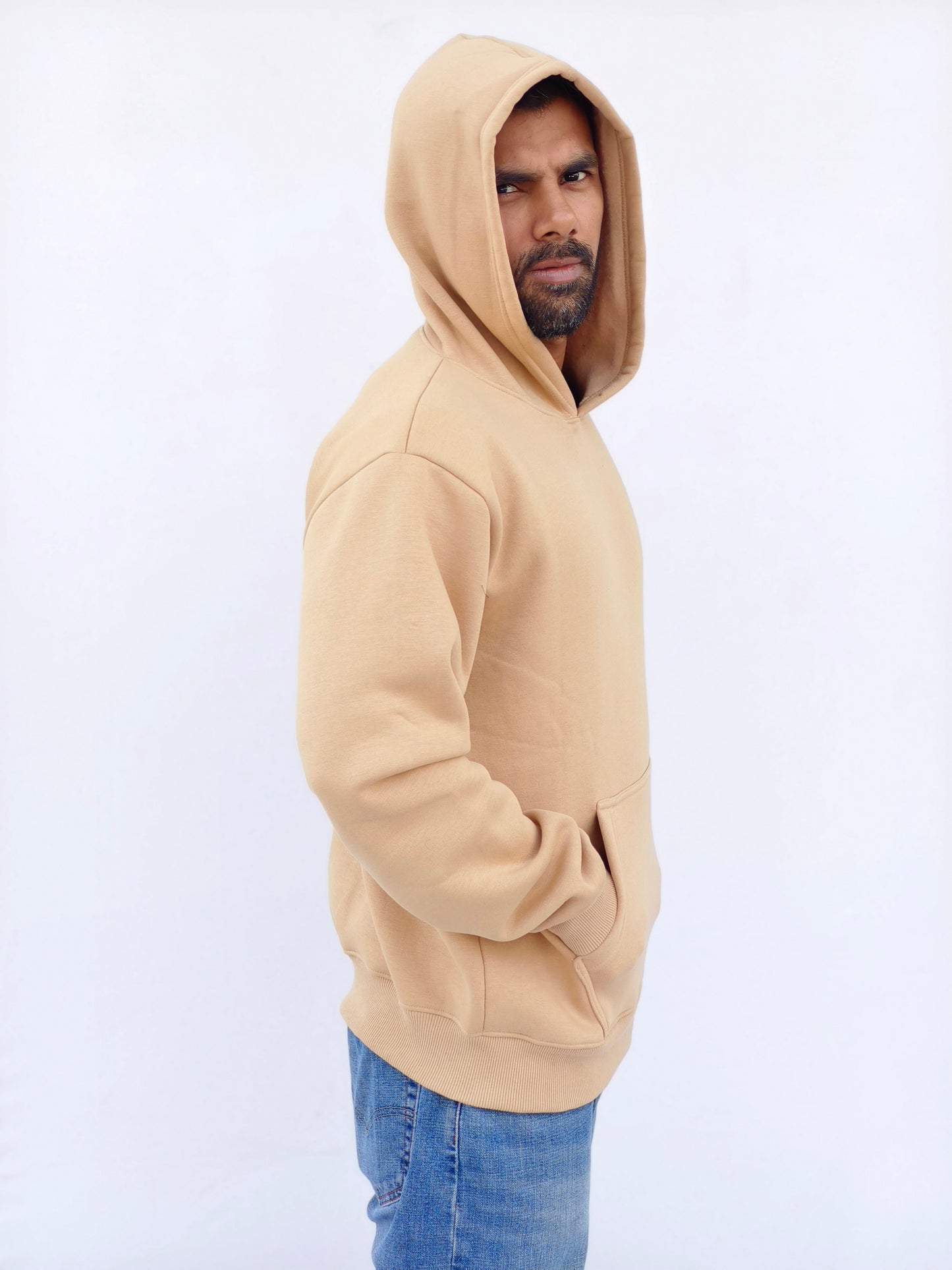 Beige Fleeced Hoodie