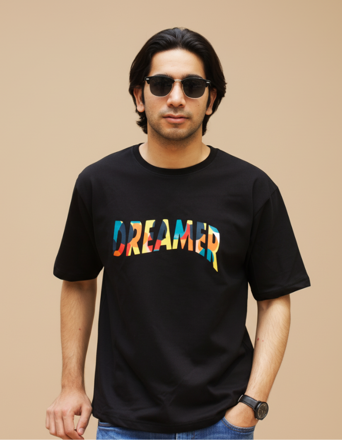 Dreamer - Men Oversized Black T-Shirt