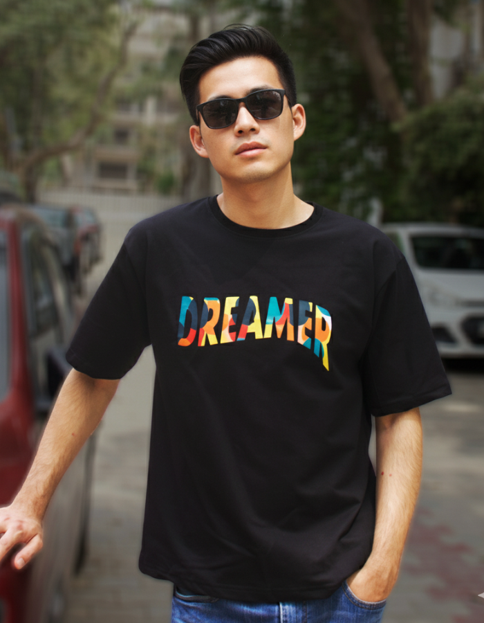 Dreamer - Men Oversized Black T-Shirt