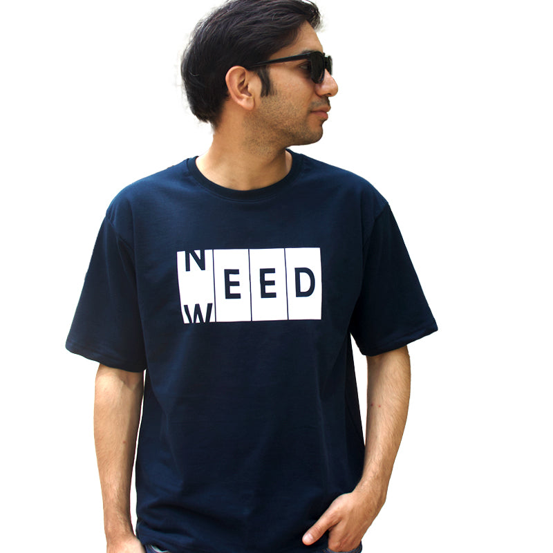 'Need Weed' - Oversized Navy Blue T-shirt