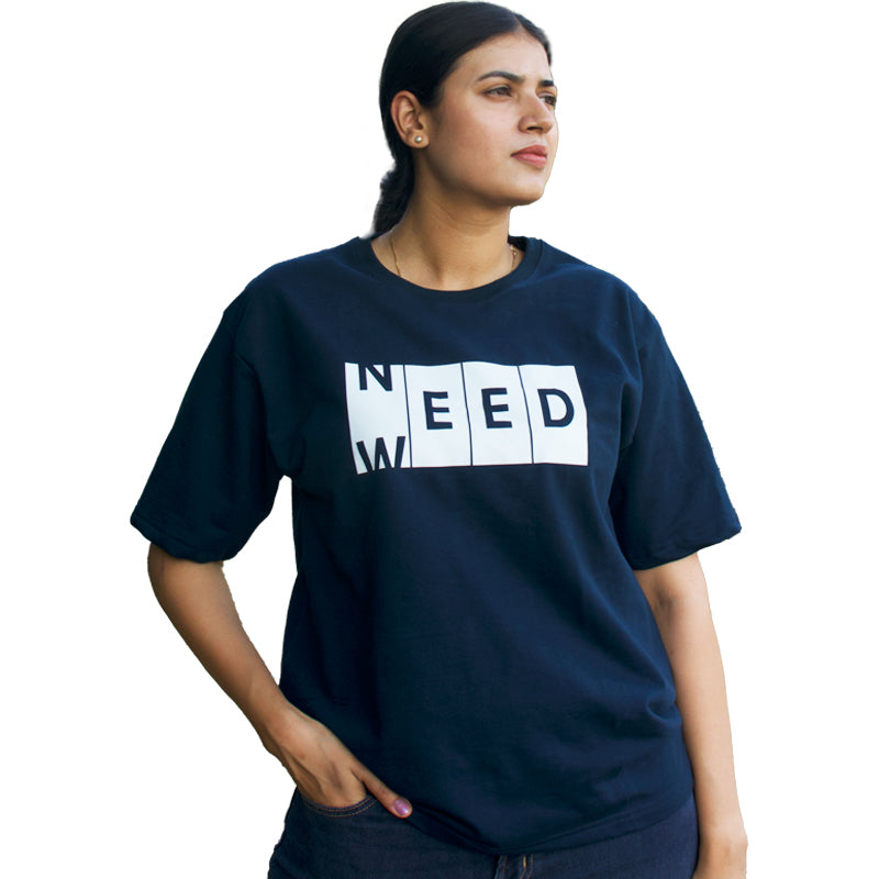 'Need Weed' - Oversized Navy Blue T-shirt