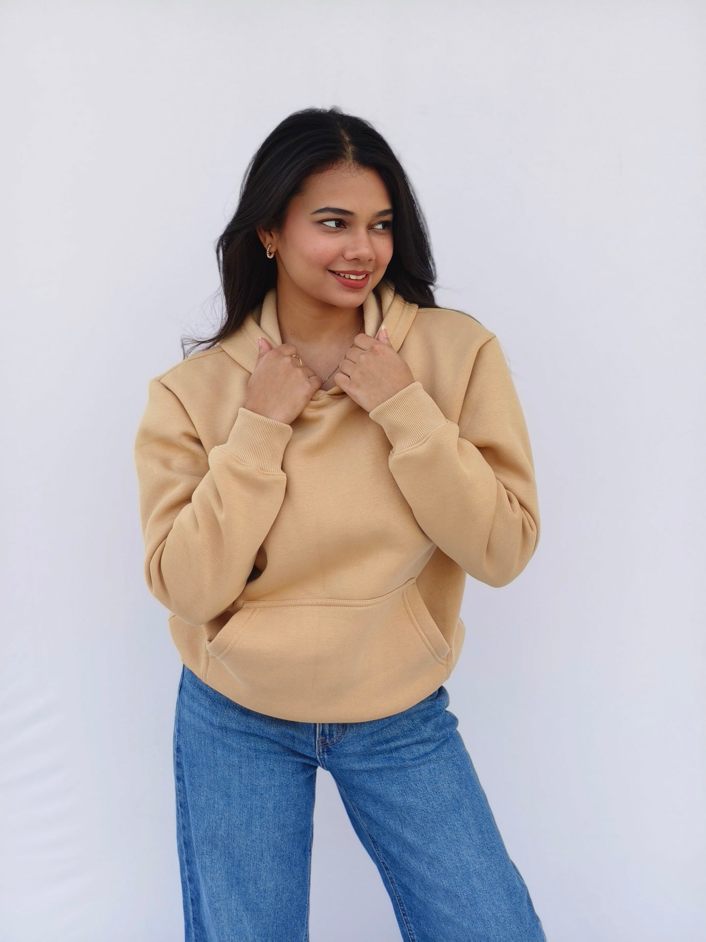 Beige Fleeced Boyfriend Hoodie