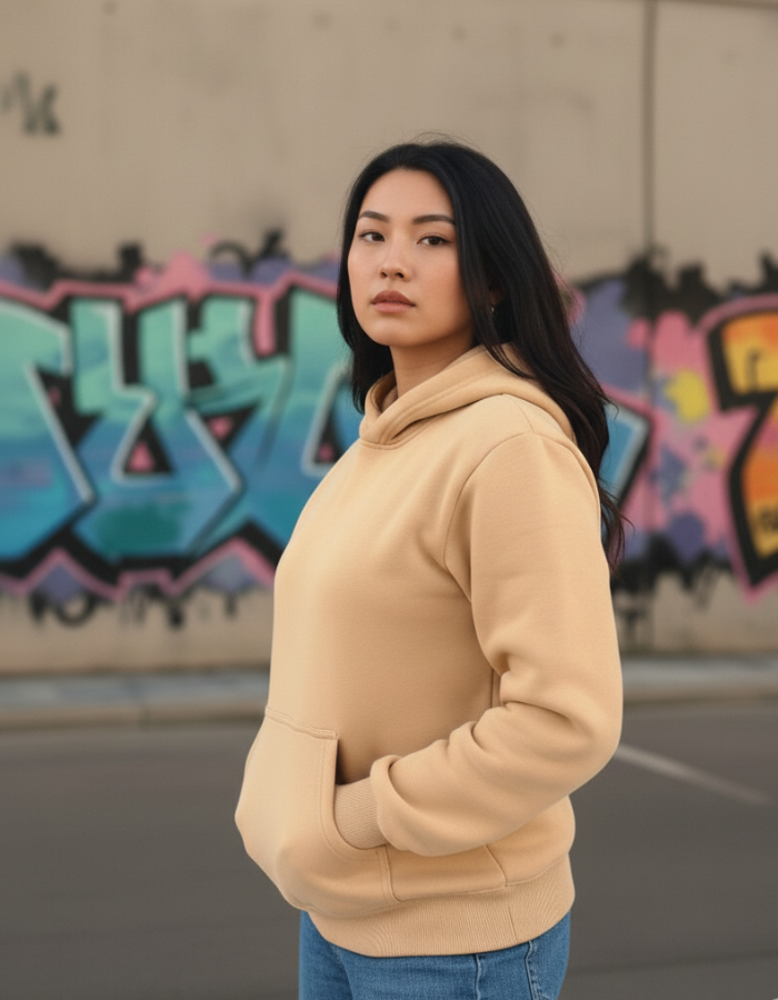 Beige Fleeced Boyfriend Hoodie