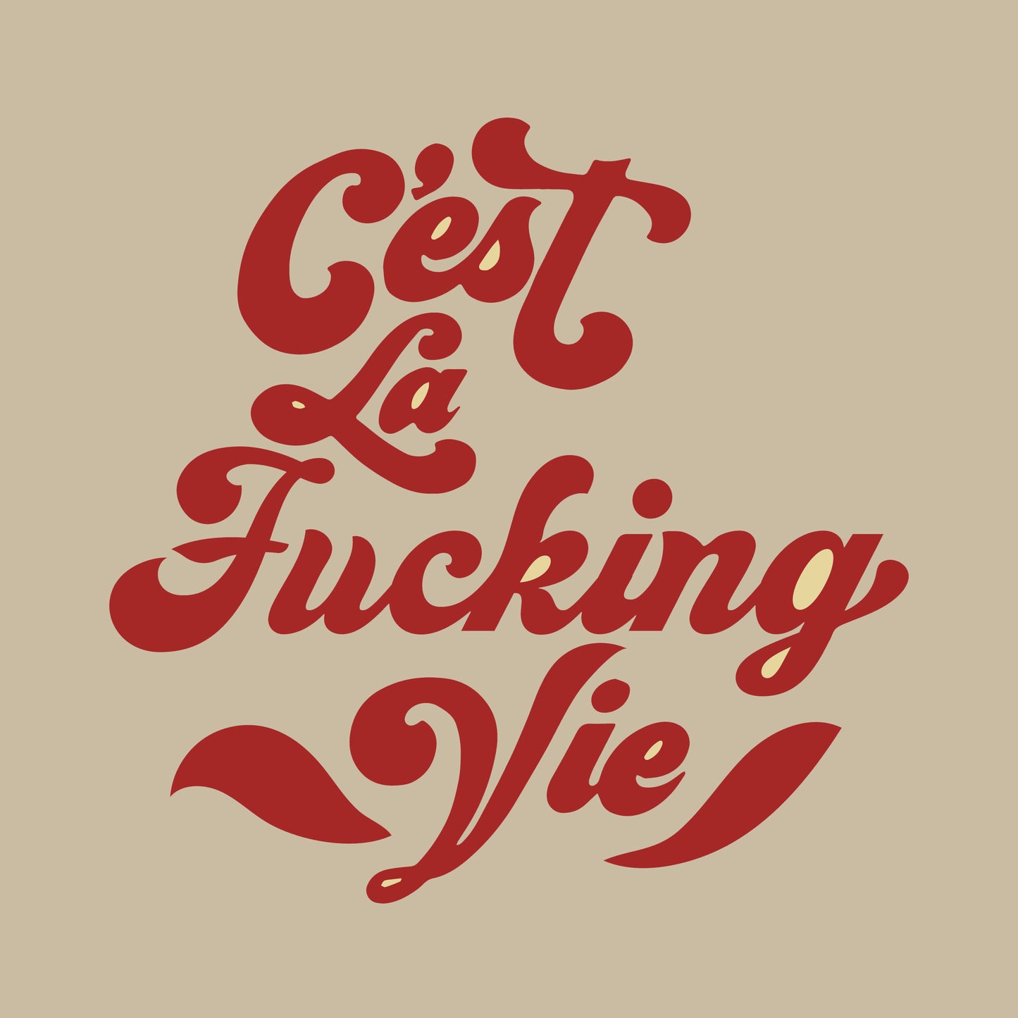 Cest La Fucking Vie - Oversized Beige T-Shirt