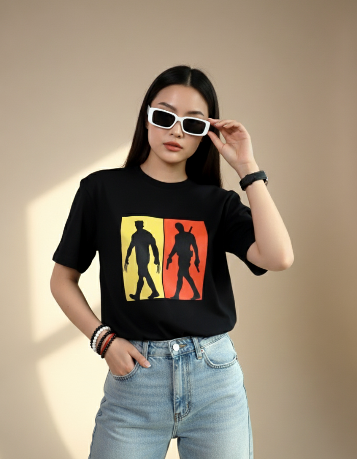 Deadpool and Wolverine - Women Oversized Black T-shirt