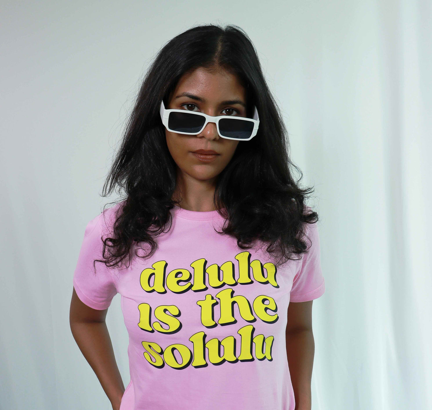 'Delulu is the Solulu' - Regular fit Pink T-shirt for Women