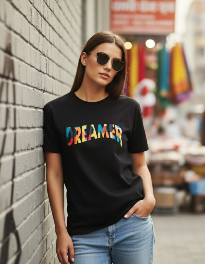 Dreamer - Women Oversized Black T-Shirt