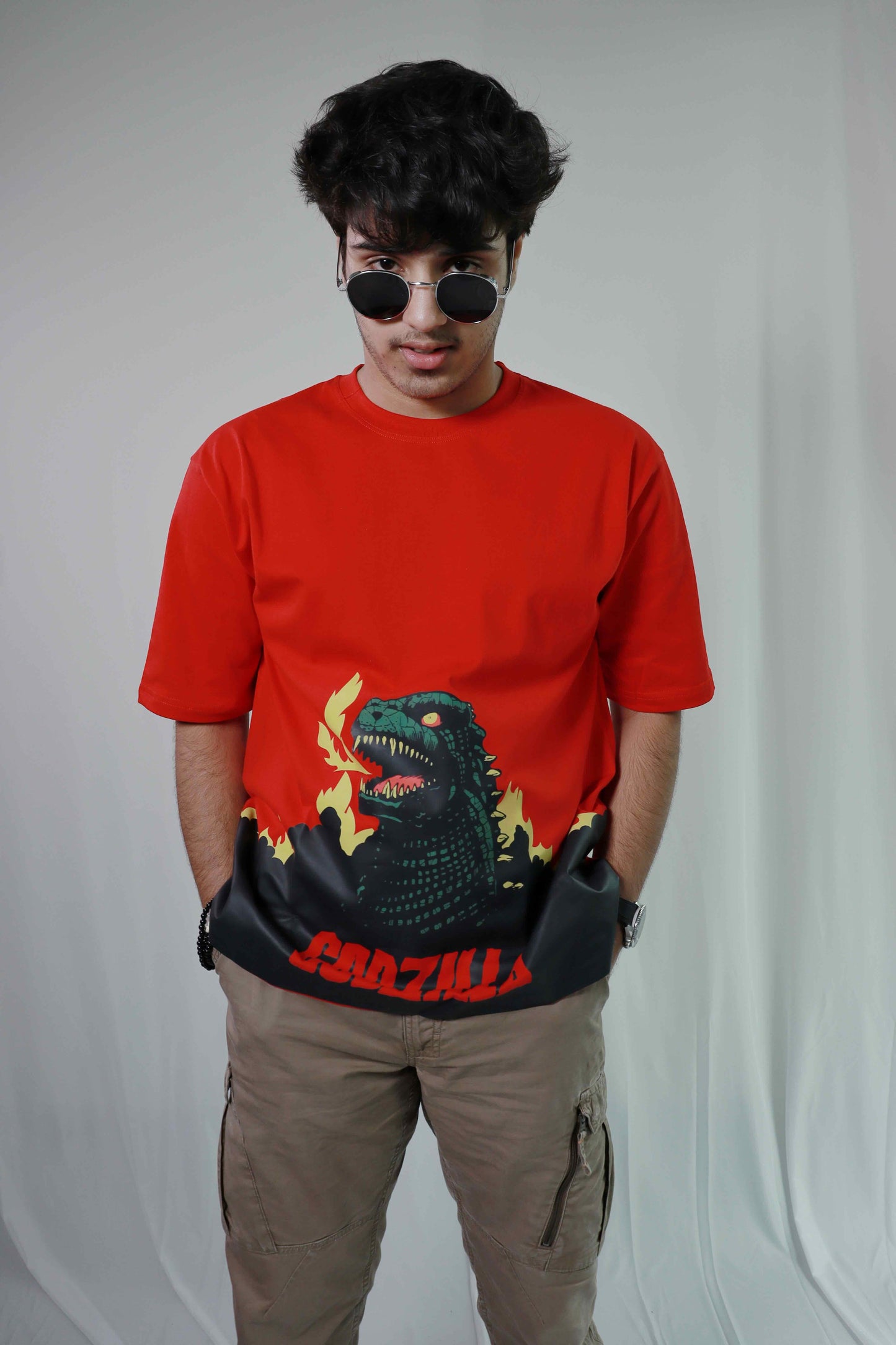 'Godzilla' - Oversized Red T-shirt