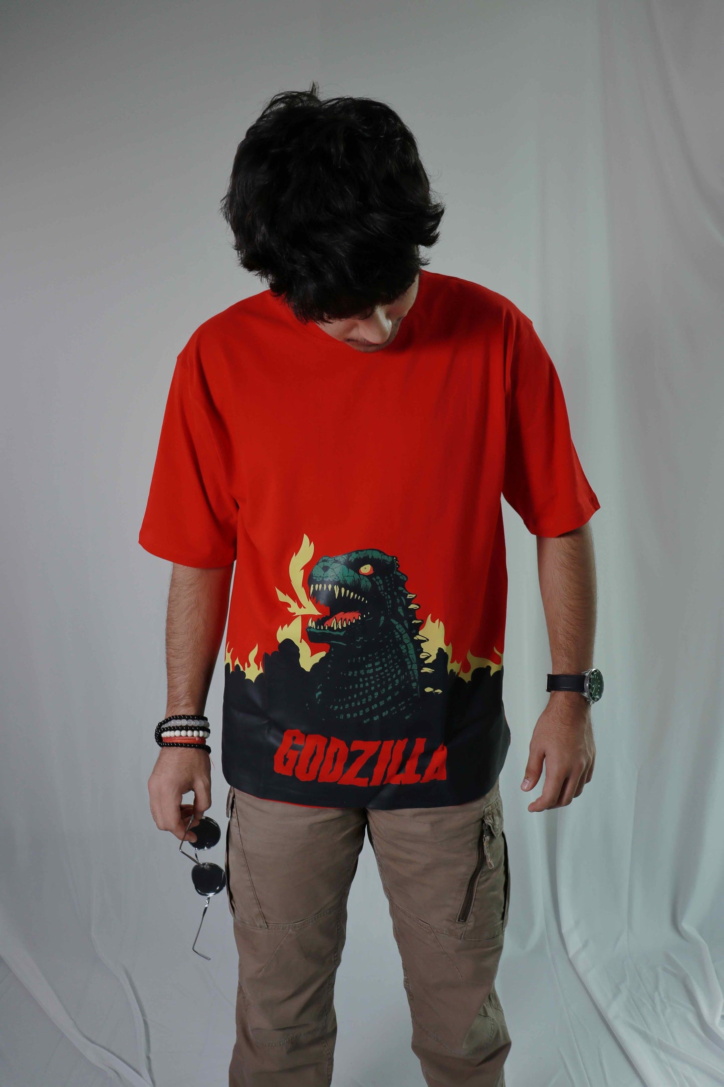 'Godzilla' - Oversized Red T-shirt