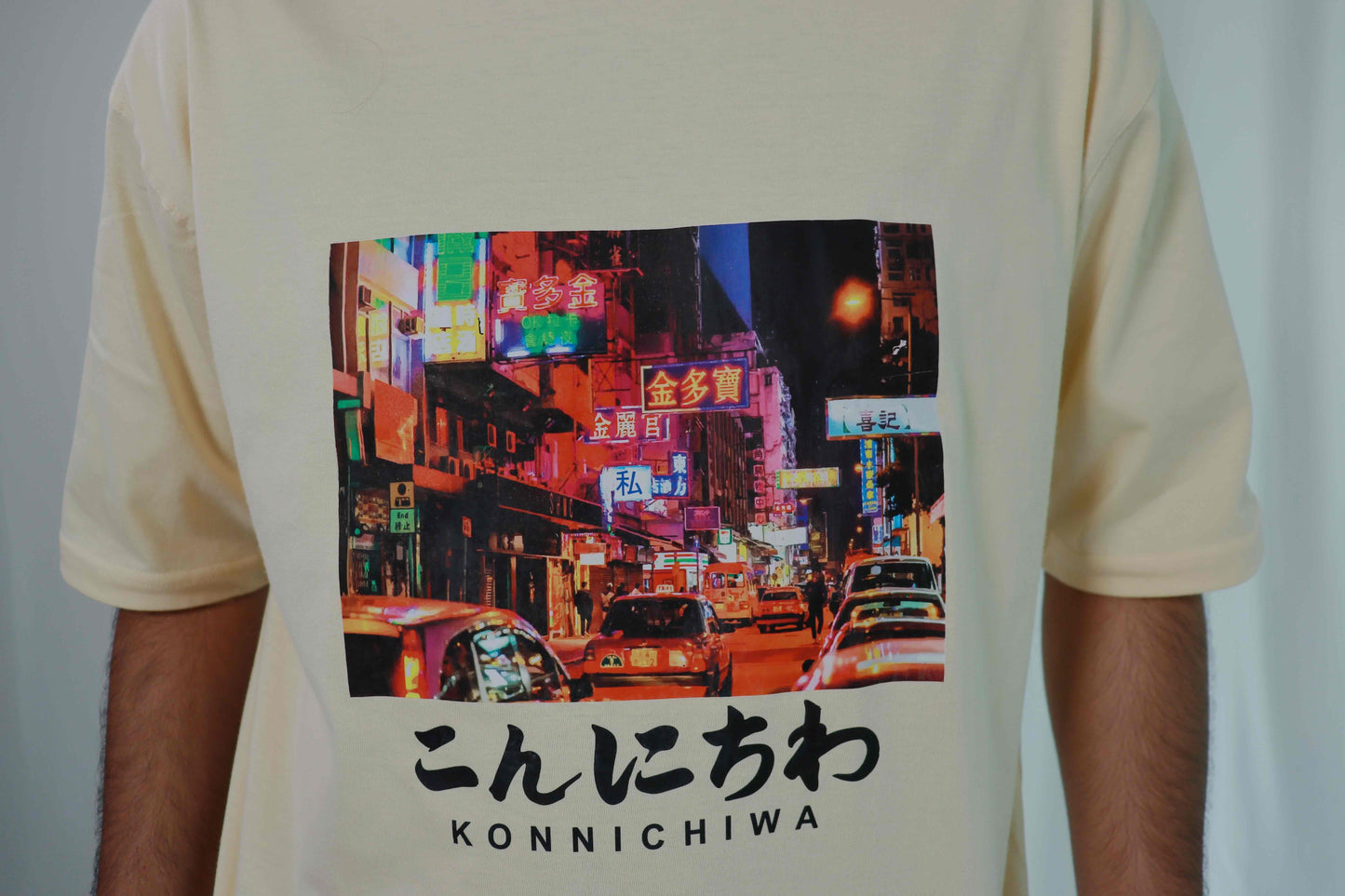 'Konnichiwa' - Japanese Street Oversized Peach T-shirt