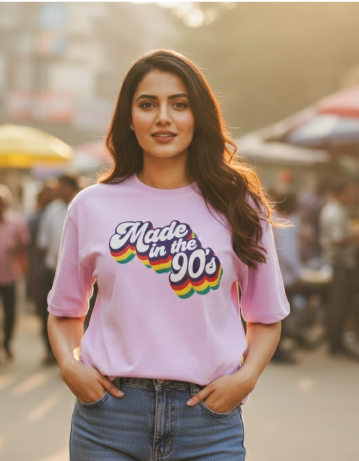 'Made in 90's' - Women Oversized Lavendar T-shirt
