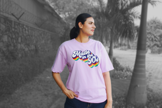 'Made in 90's' - Women Oversized Lavendar T-shirt
