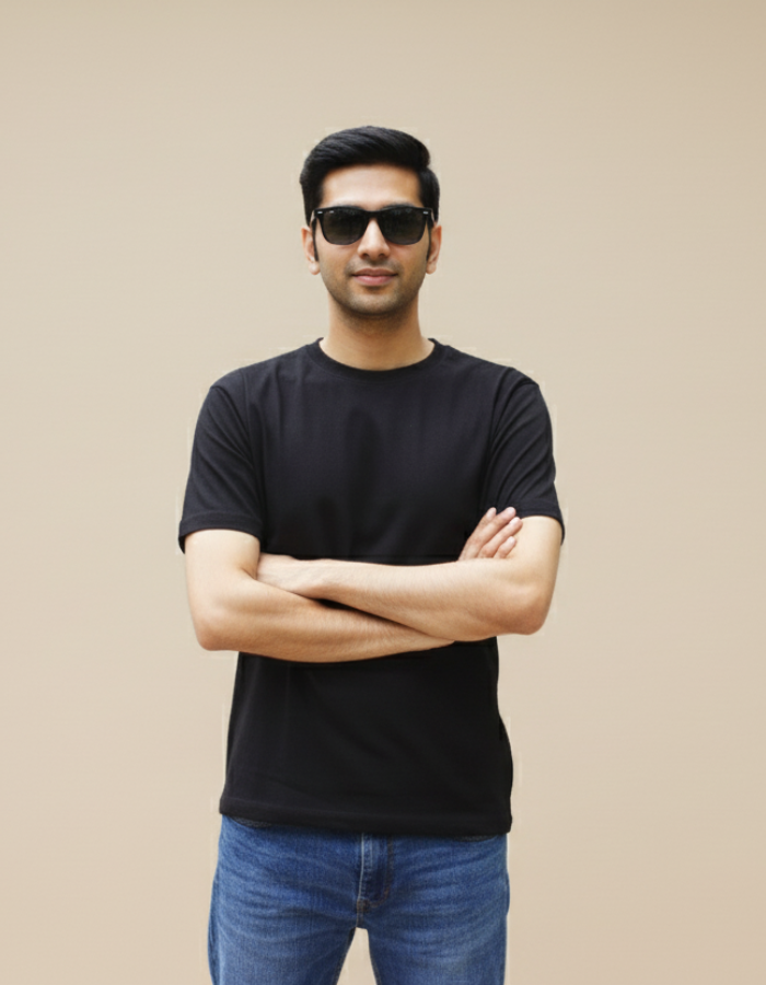 Black Regular-fit T-Shirt for Men