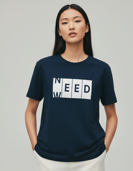 'Need Weed' - Women Oversized Navy Blue T-shirt