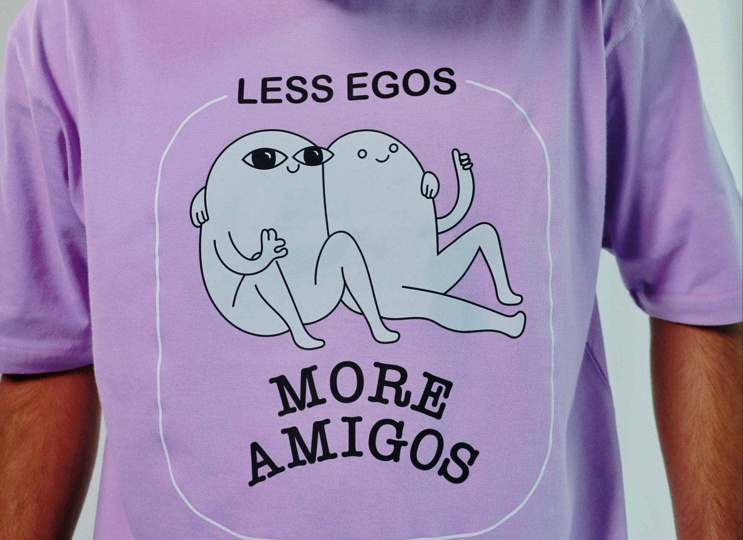 'Less Egos More Amigos' Men Oversized Lavendar T-shirt