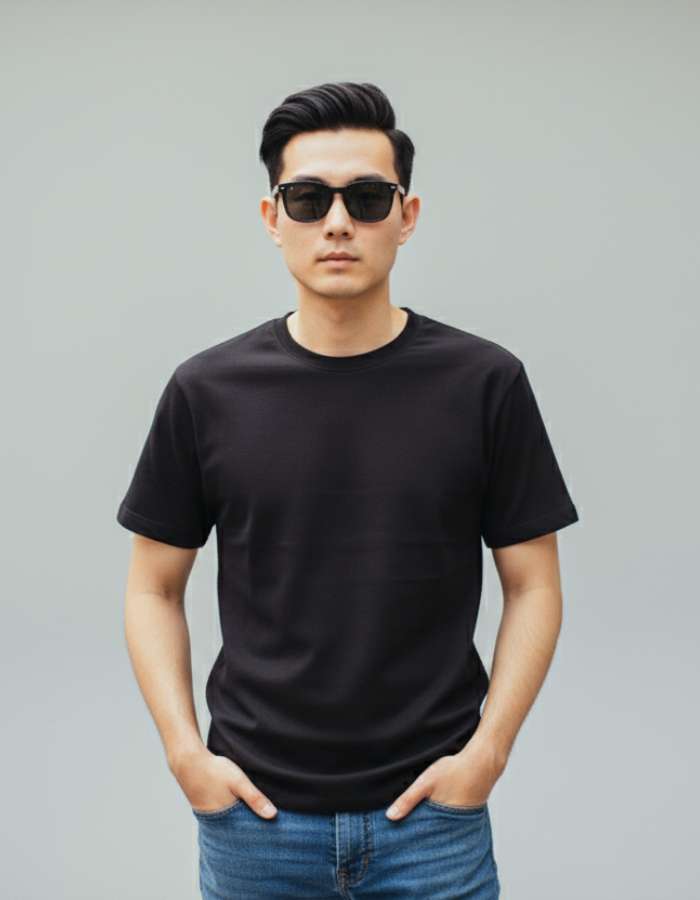 Black Regular-fit T-Shirt for Men