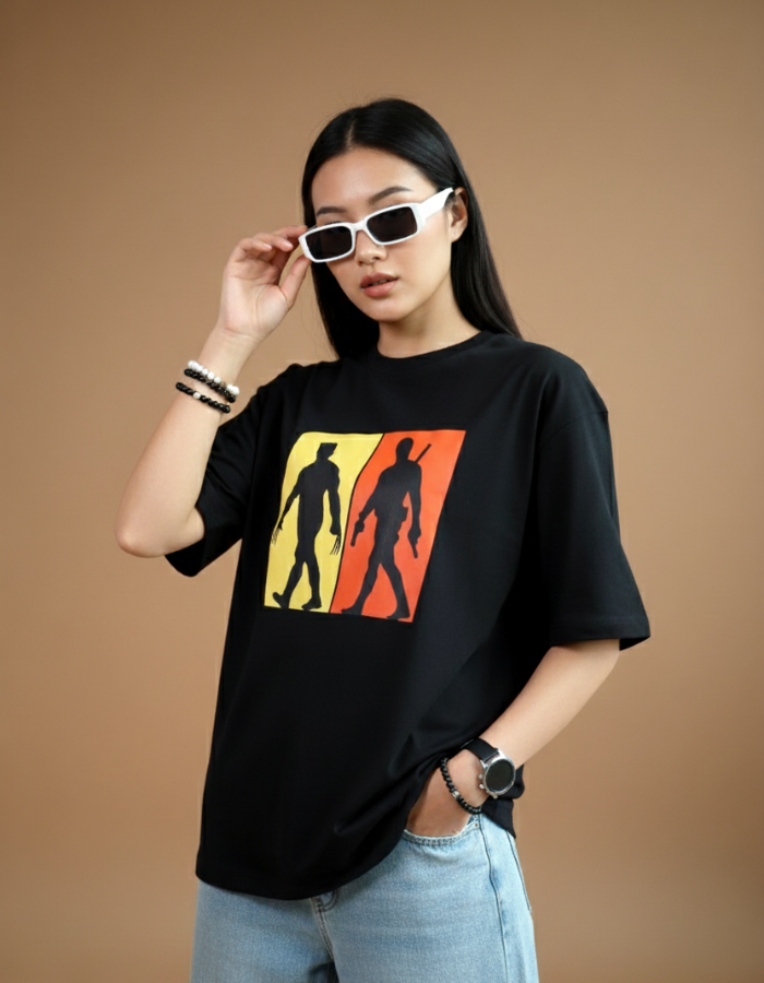 Deadpool and Wolverine - Women Oversized Black T-shirt