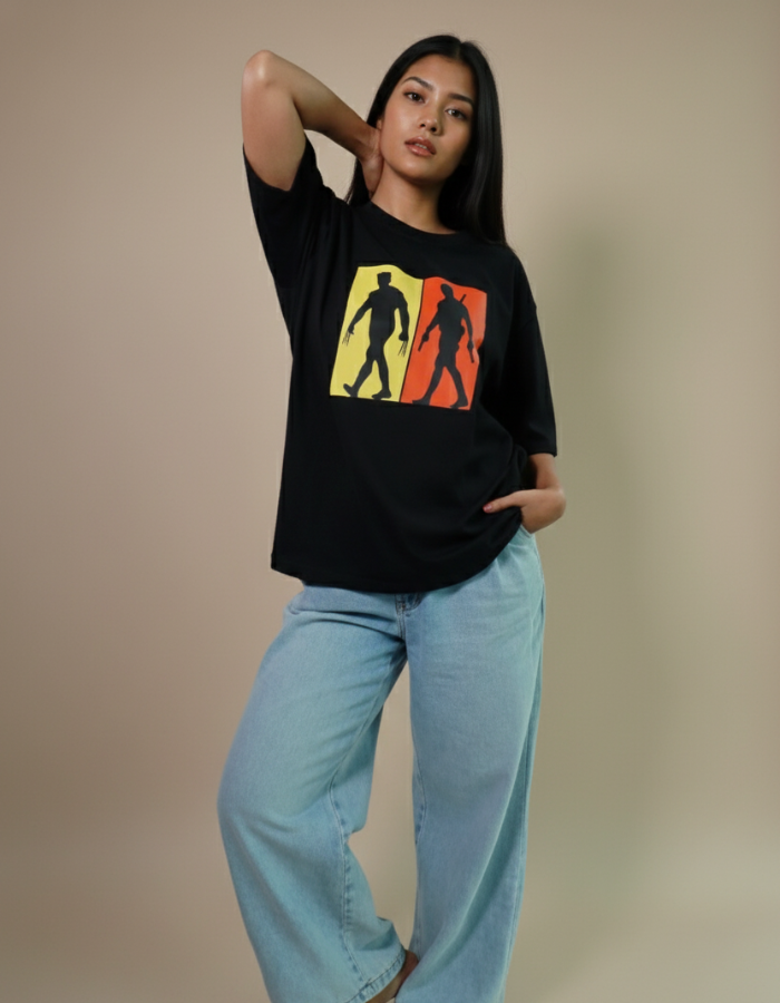 Deadpool and Wolverine - Women Oversized Black T-shirt