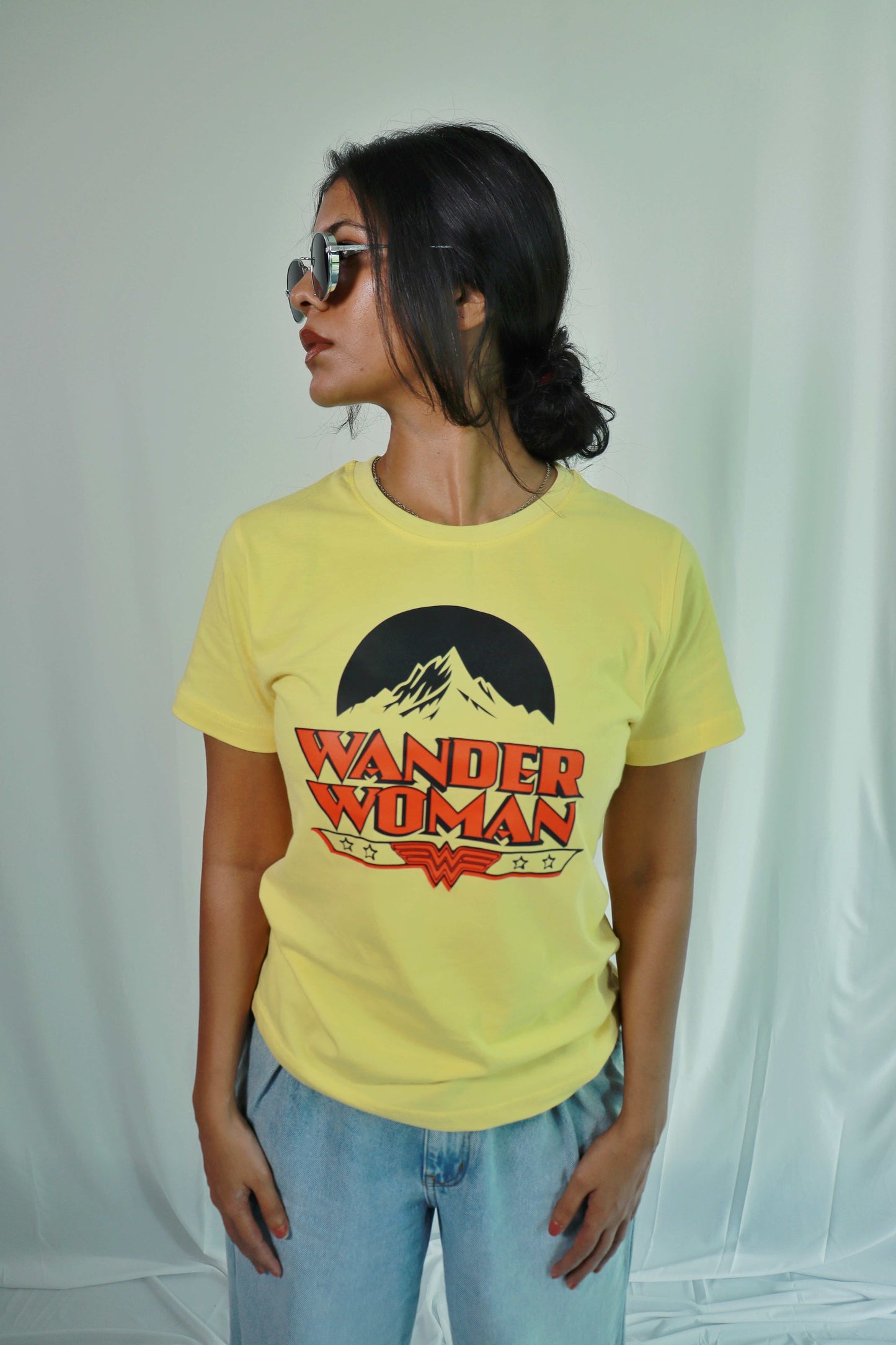 'Wander Woman' - Regular fit Yellow T-shirt for Women