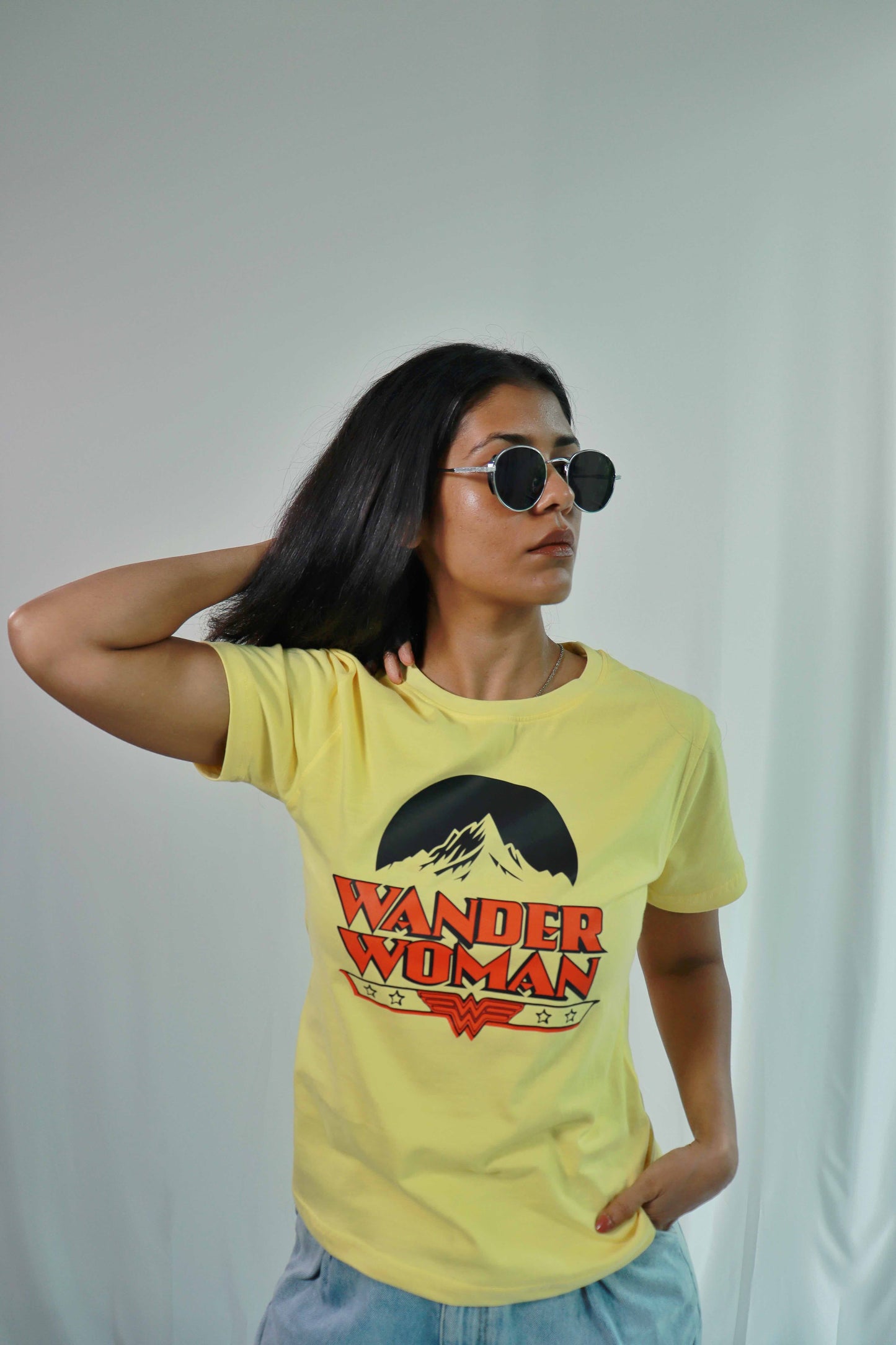 'Wander Woman' - Regular fit Yellow T-shirt for Women