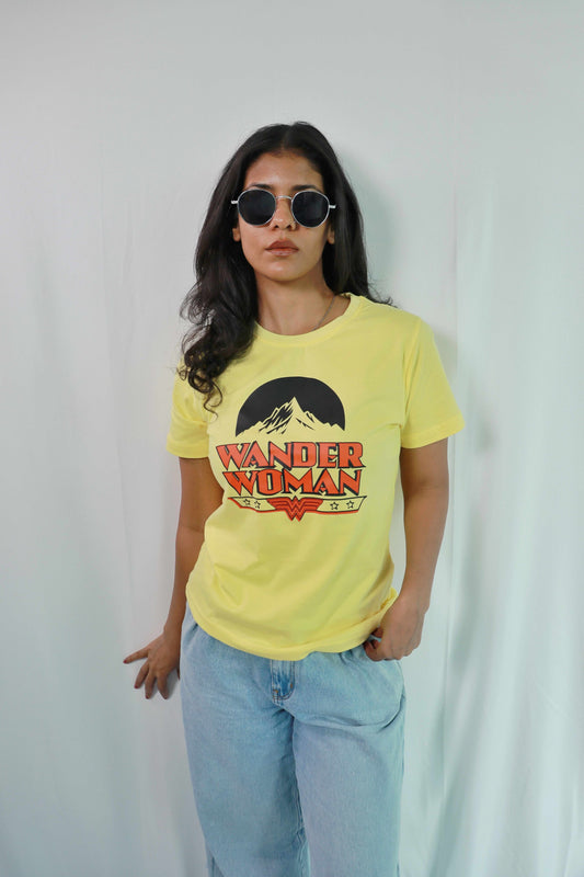 'Wander Woman' - Regular fit Yellow T-shirt for Women