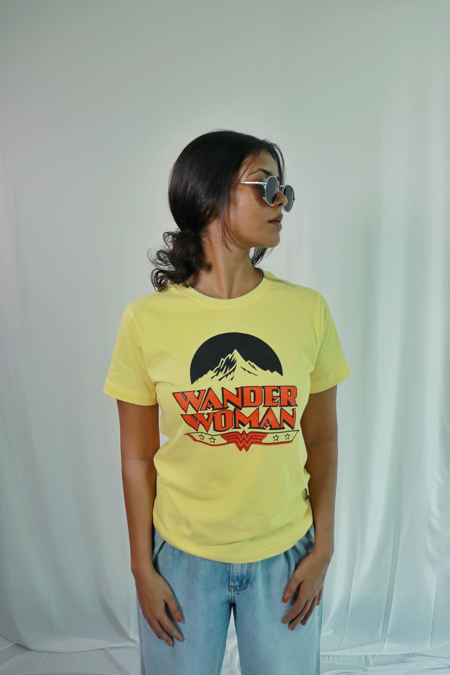 'Wander Woman' - Regular fit Yellow T-shirt for Women