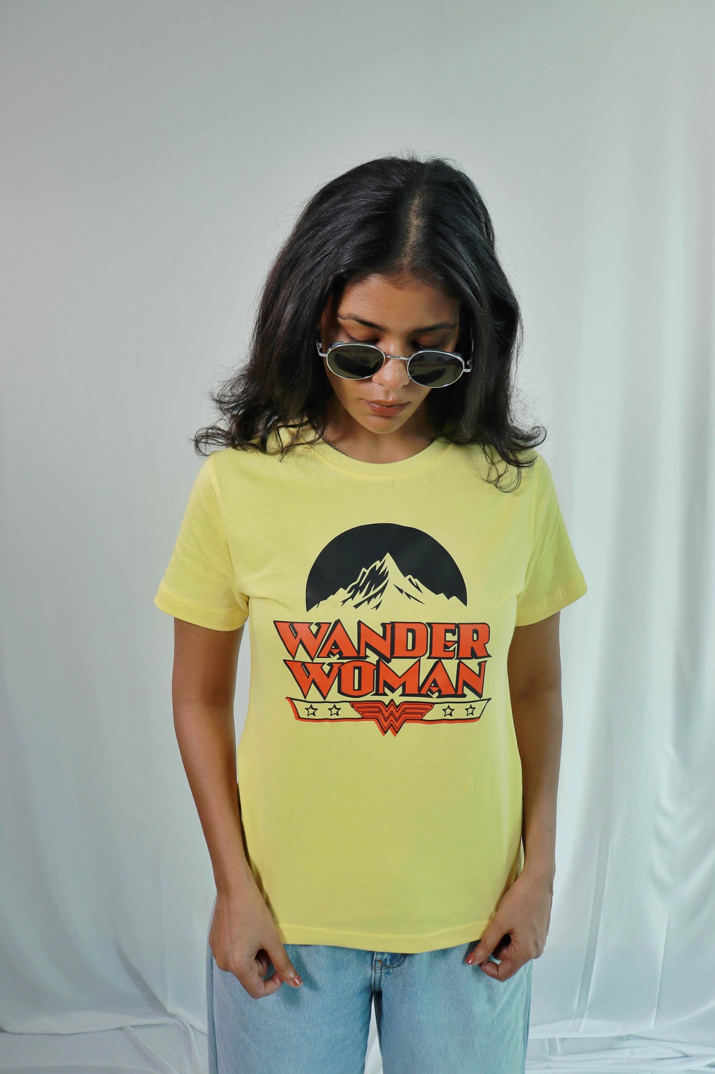 'Wander Woman' - Regular fit Yellow T-shirt for Women